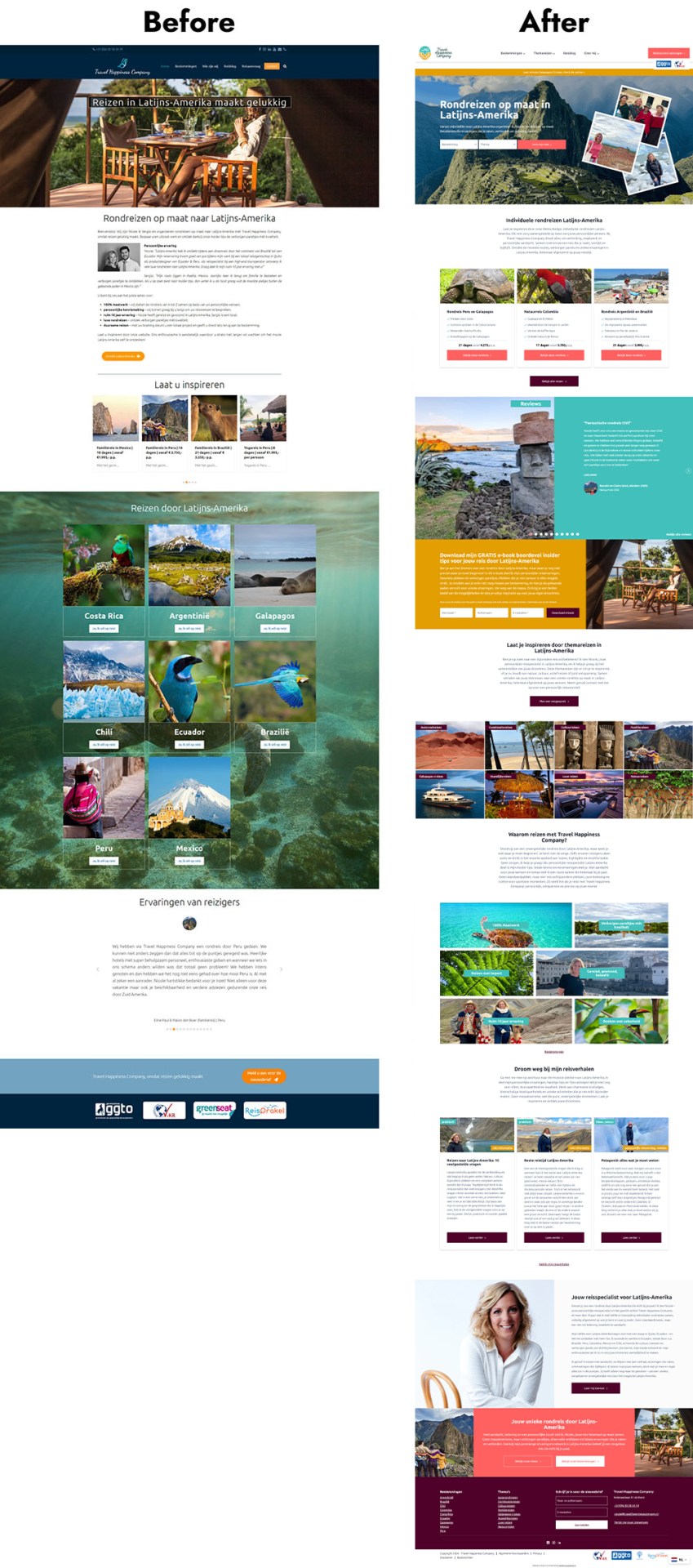 before after travel happiness company Before en after van de website van Travel Happiness Company